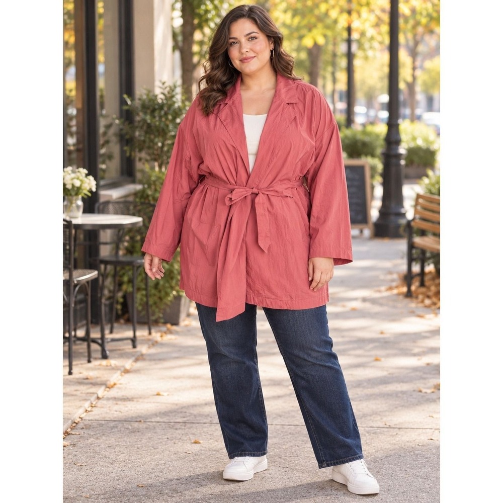 89th + Madison Terracotta Rust Tie Waist Wrap Jacket XL NWT